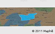 Political Panoramic Map of Kael, darken, semi-desaturated
