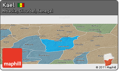 Political Panoramic Map of Kael, semi-desaturated
