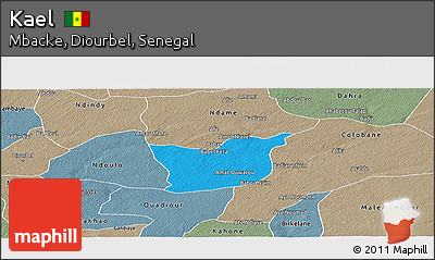Political Panoramic Map of Kael, semi-desaturated