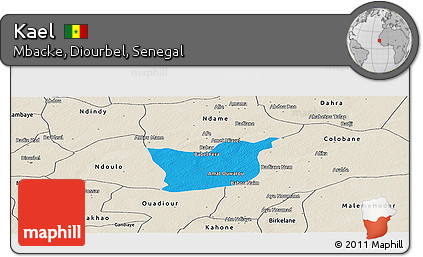 Political Panoramic Map of Kael, shaded relief outside