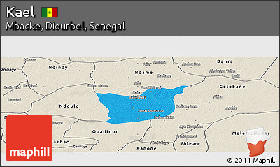 Political Panoramic Map of Kael, shaded relief outside