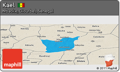 Political Panoramic Map of Kael, shaded relief outside