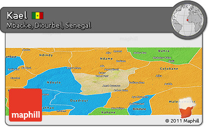Satellite Panoramic Map of Kael, political outside
