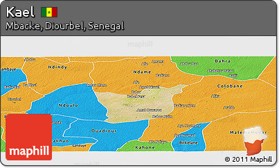 Satellite Panoramic Map of Kael, political outside