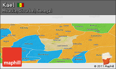 Satellite Panoramic Map of Kael, political outside