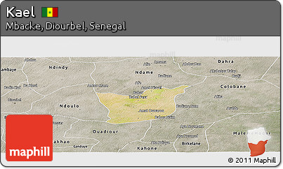 Satellite Panoramic Map of Kael, semi-desaturated