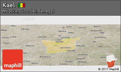 Satellite Panoramic Map of Kael, semi-desaturated