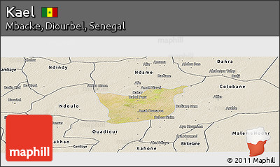 Satellite Panoramic Map of Kael, shaded relief outside