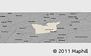 Shaded Relief Panoramic Map of Kael, darken, desaturated