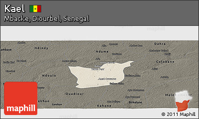 Shaded Relief Panoramic Map of Kael, darken