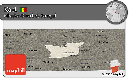Shaded Relief Panoramic Map of Kael, darken