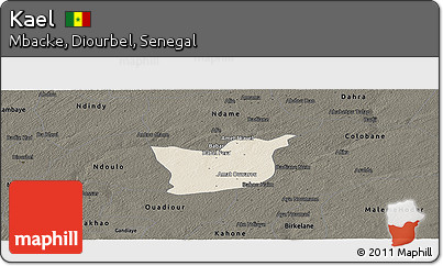 Shaded Relief Panoramic Map of Kael, darken