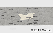 Shaded Relief Panoramic Map of Kael, darken, semi-desaturated