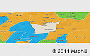 Shaded Relief Panoramic Map of Kael, political outside
