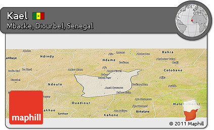 Shaded Relief Panoramic Map of Kael, satellite outside