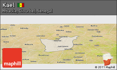 Shaded Relief Panoramic Map of Kael, satellite outside