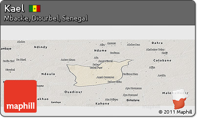 Shaded Relief Panoramic Map of Kael, semi-desaturated