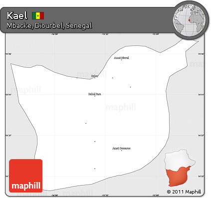 Silver Style Simple Map of Kael, single color outside
