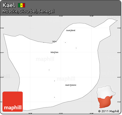 Silver Style Simple Map of Kael, single color outside