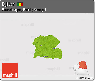 Physical 3D Map of Djilor, cropped outside