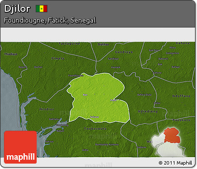 Physical 3D Map of Djilor, darken