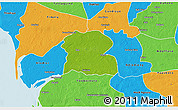 Physical 3D Map of Djilor, political outside
