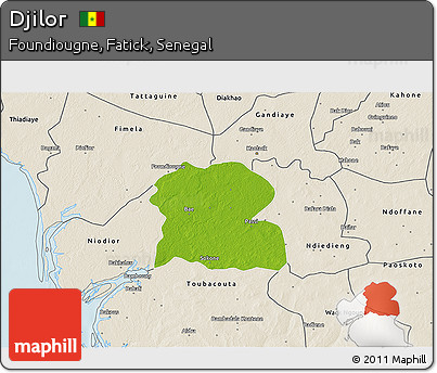 Physical 3D Map of Djilor, shaded relief outside