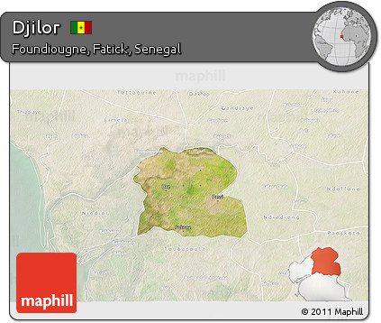 Satellite 3D Map of Djilor, lighten