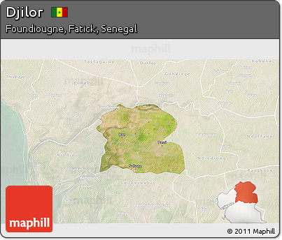 Satellite 3D Map of Djilor, lighten
