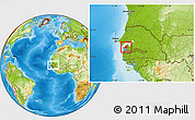 Physical Location Map of Djilor, highlighted parent region, highlighted grandparent region, within the entire country