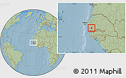 Savanna Style Location Map of Djilor, hill shading