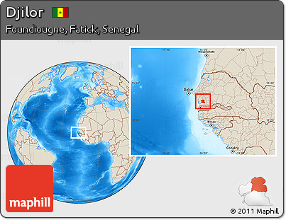 Shaded Relief Location Map of Djilor