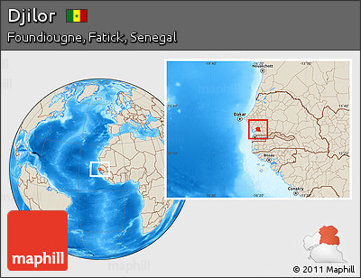 Shaded Relief Location Map of Djilor