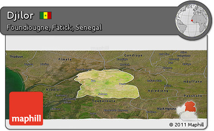 Satellite Panoramic Map of Djilor, darken