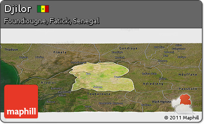 Satellite Panoramic Map of Djilor, darken