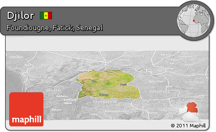 Satellite Panoramic Map of Djilor, lighten, desaturated