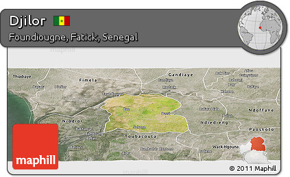 Satellite Panoramic Map of Djilor, semi-desaturated