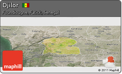 Satellite Panoramic Map of Djilor, semi-desaturated