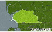 Physical 3D Map of Toubacouta, darken