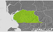 Physical 3D Map of Toubacouta, desaturated