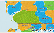Physical 3D Map of Toubacouta, political outside