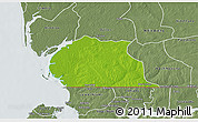 Physical 3D Map of Toubacouta, semi-desaturated