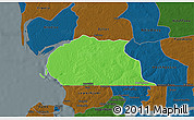 Political 3D Map of Toubacouta, darken