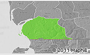 Political 3D Map of Toubacouta, desaturated