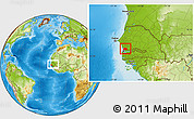 Physical Location Map of Toubacouta, within the entire country