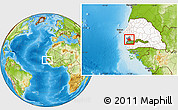 Physical Location Map of Toubacouta, highlighted country, highlighted parent region