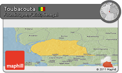 Savanna Style Panoramic Map of Toubacouta