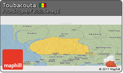 Savanna Style Panoramic Map of Toubacouta