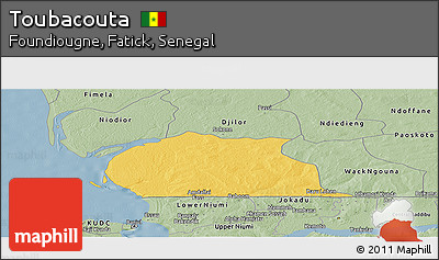 Savanna Style Panoramic Map of Toubacouta