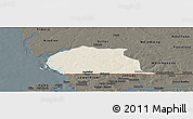 Shaded Relief Panoramic Map of Toubacouta, darken